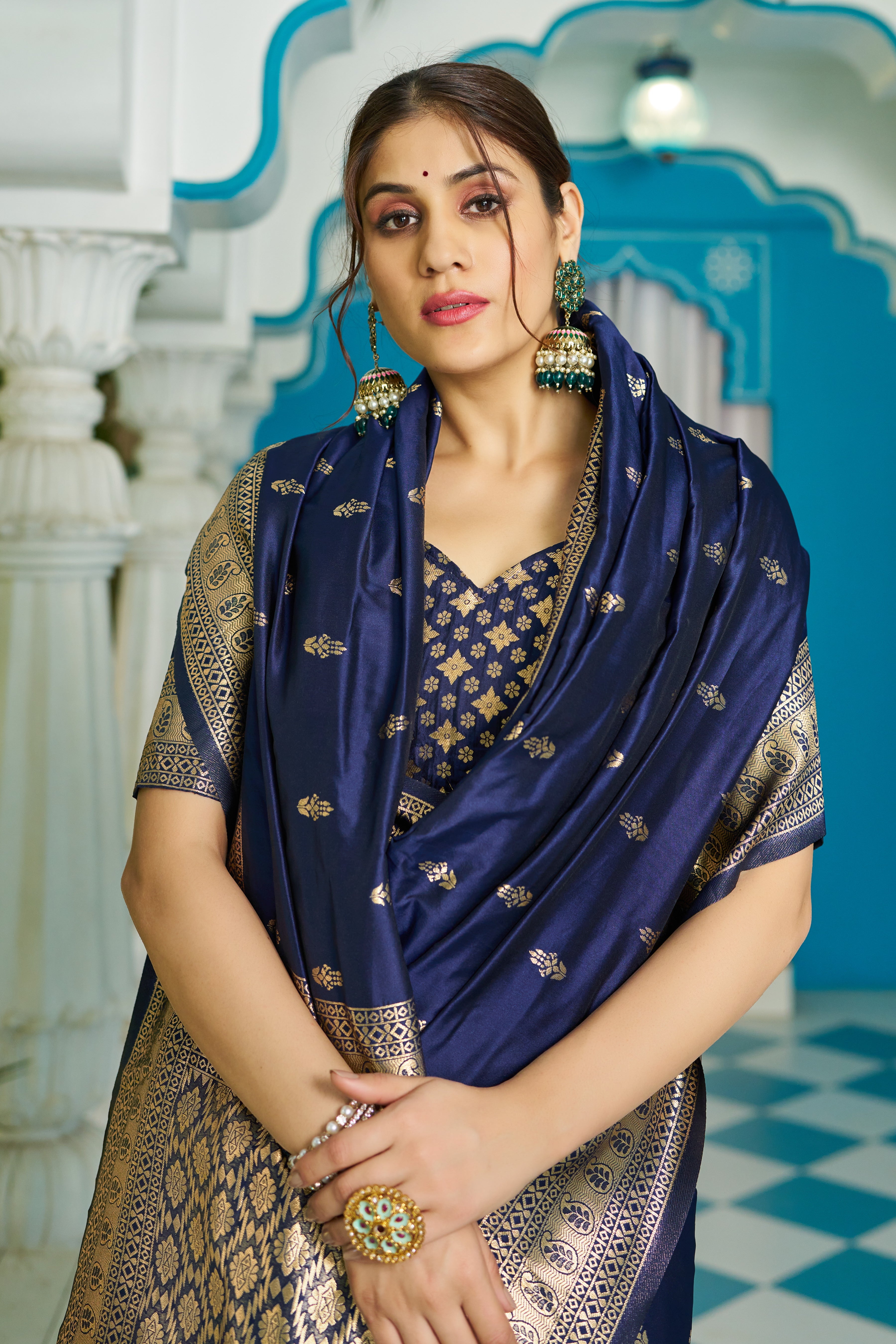 Vibrant Blue Silk Saree
