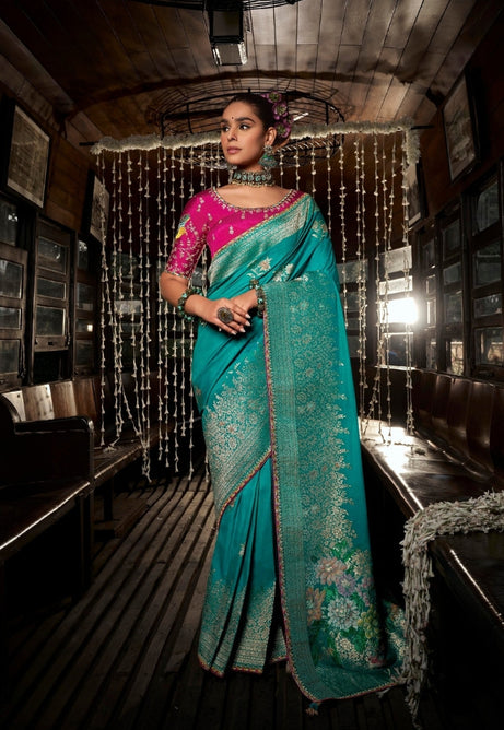 Soft Light Blue Soft Dola Viscous Silk Saree