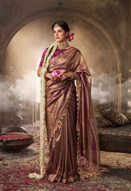 Champagne Beige Pure Tissue saree