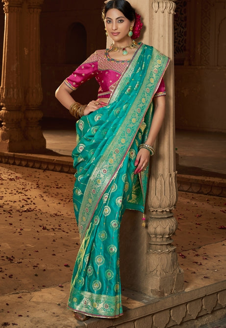 Morpeach Pure Sattin Saree