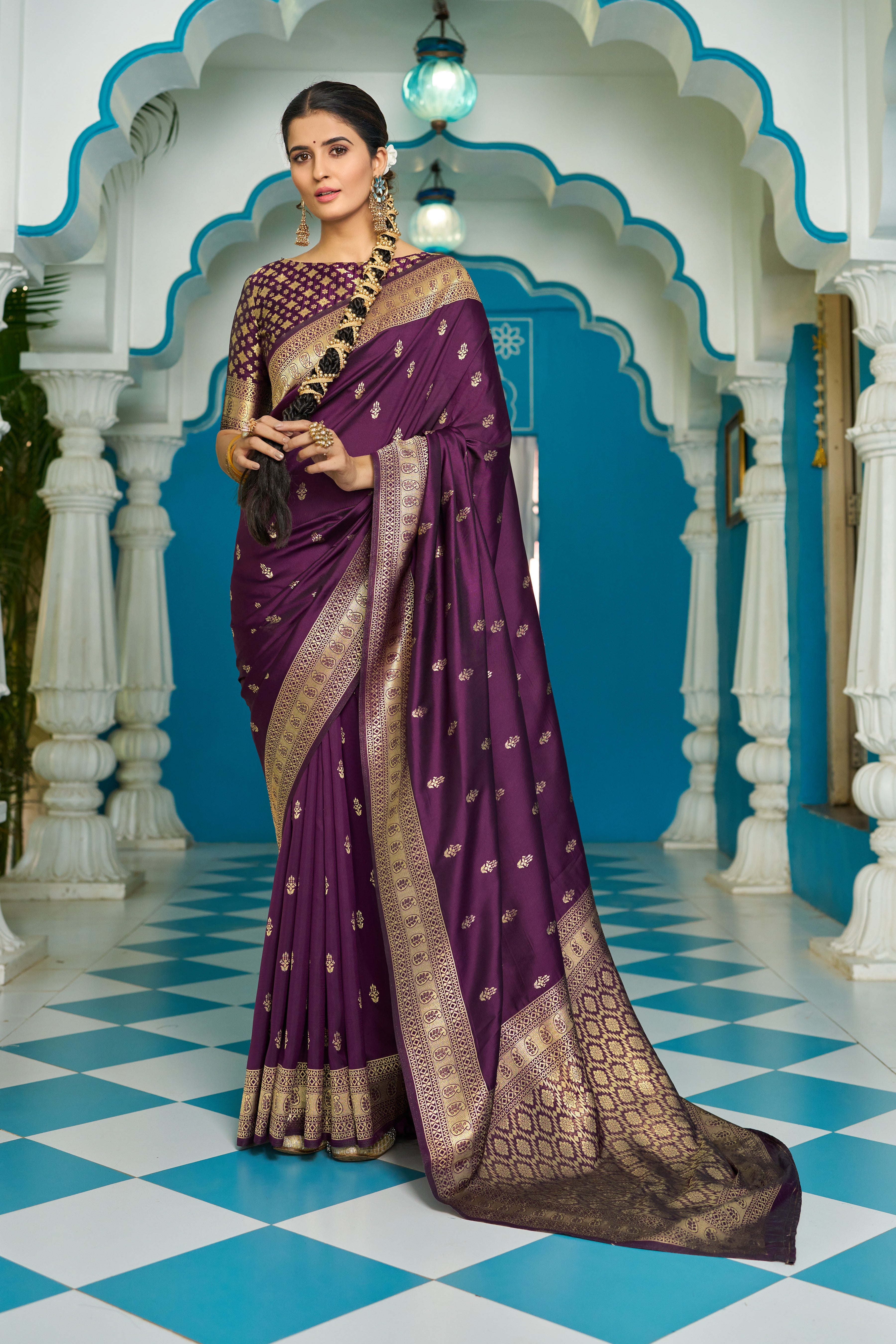 Regal Purple Silk Saree