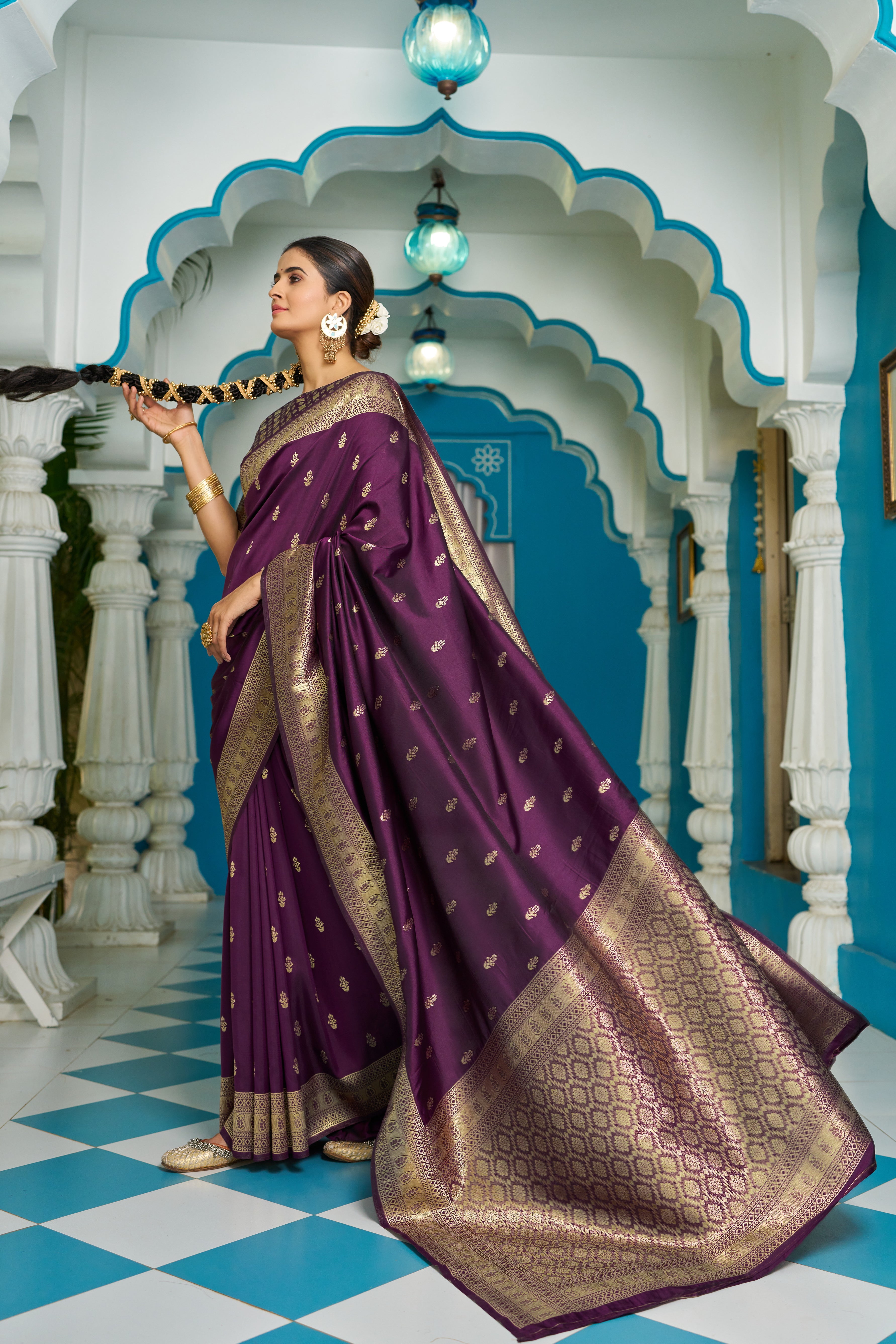 Regal Purple Silk Saree