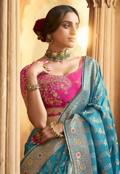 Aqua Elegance Pure Sattin Saree