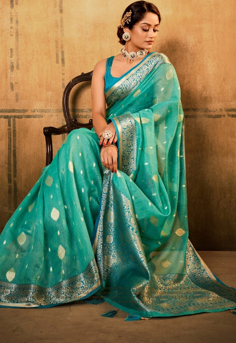 Sky Mist Silk Tissue Saree