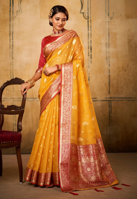Lemon Lustre Silk Tissue Saree
