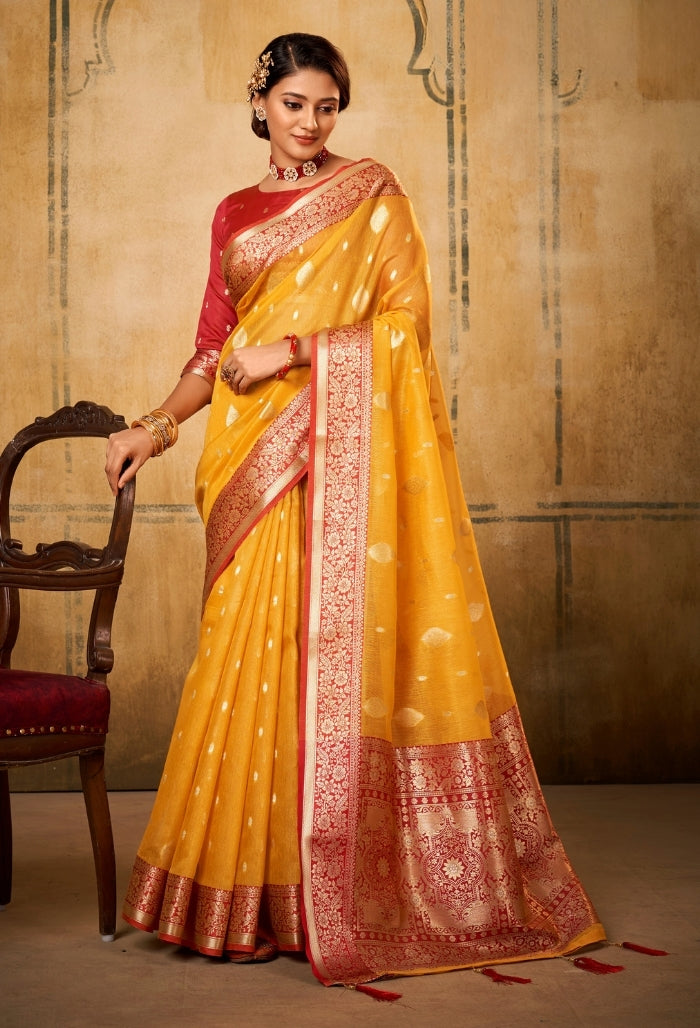 Lemon Lustre Silk Tissue Saree