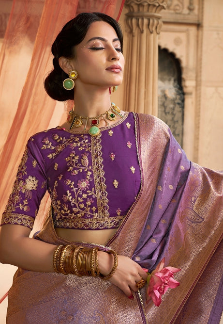 Royal Purpleness Pure Sattin Saree