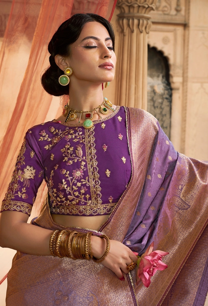 Royal Purpleness Pure Sattin Saree