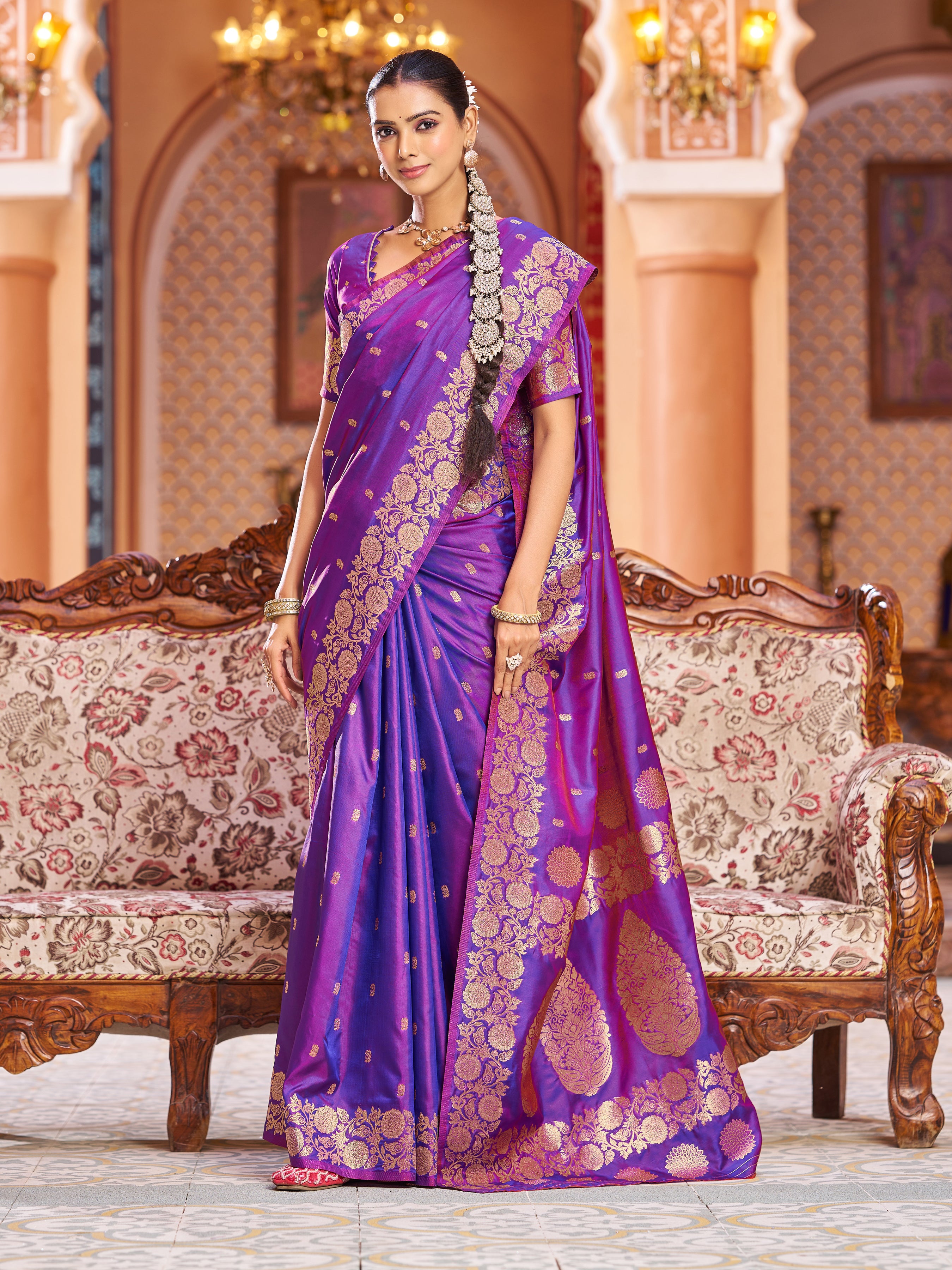 Regal Violet Soft Silk Saree