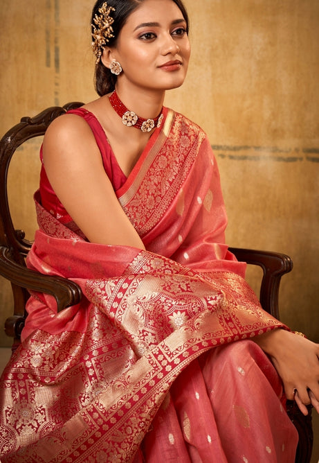 Burgundy Whisper Silk Tissue Saree