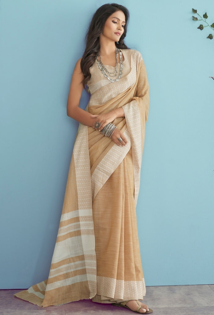 Vanilla Drape Soft Linen silk saree
