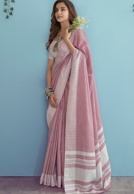 Plum Aura Soft Linen silk saree