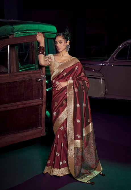 Classic Maroon Pure Silk Saree