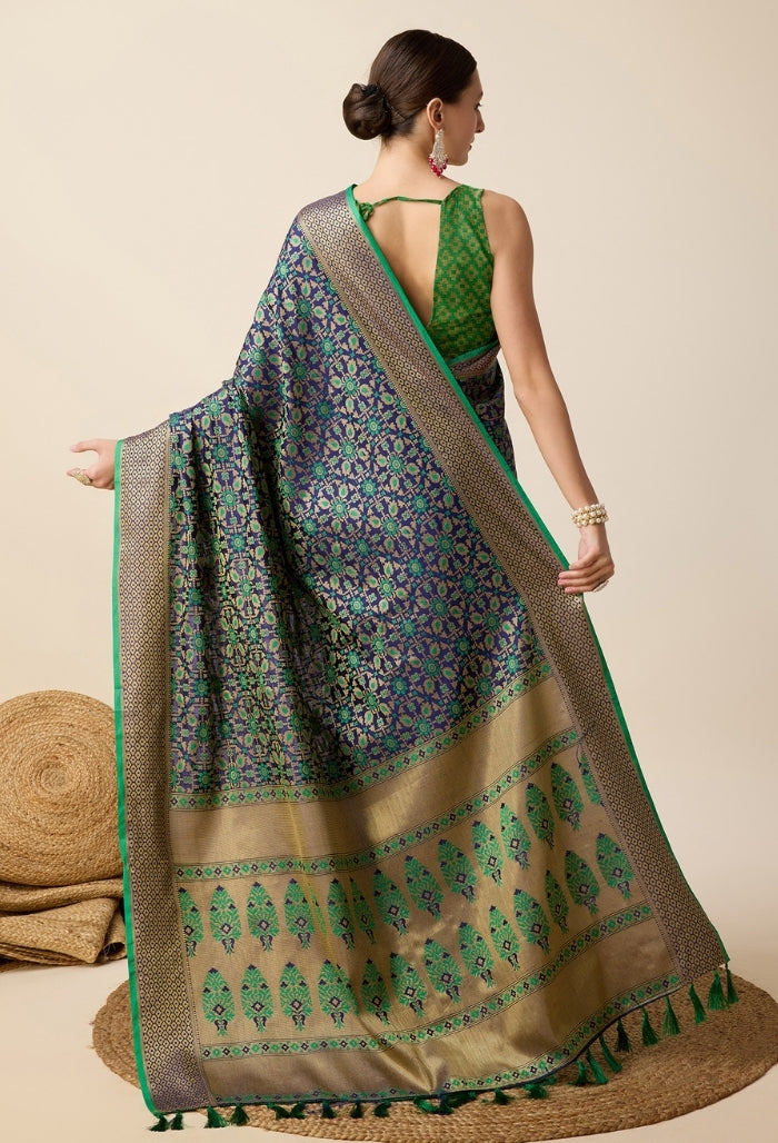 Emerald Green Patola Silk Saree