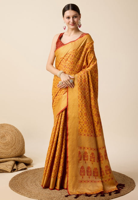 Vibrant Yellow Patola Silk Saree