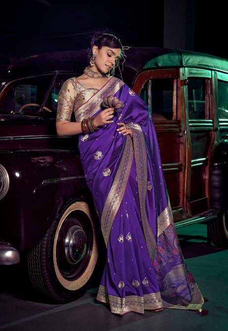 Elegant Purple Pure Silk Saree