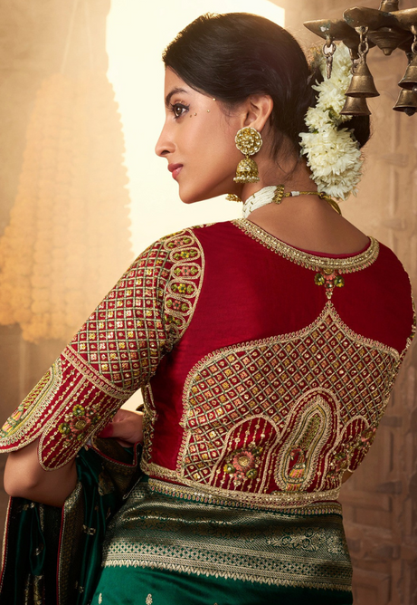 Emerald Glow Pure Silk Weaving saree