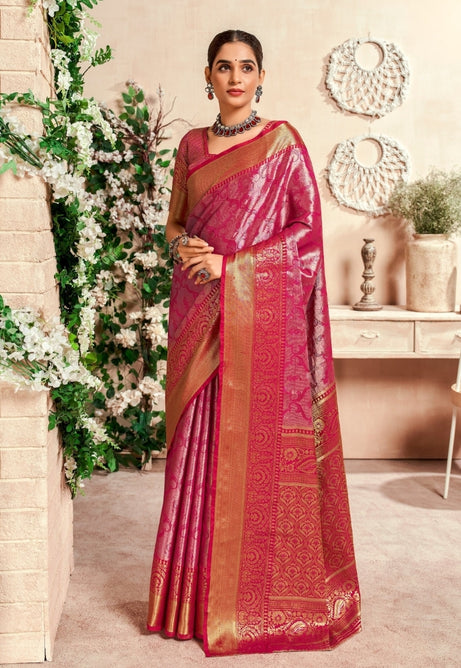 Rosy Pink Pure Dharmavaram Saree