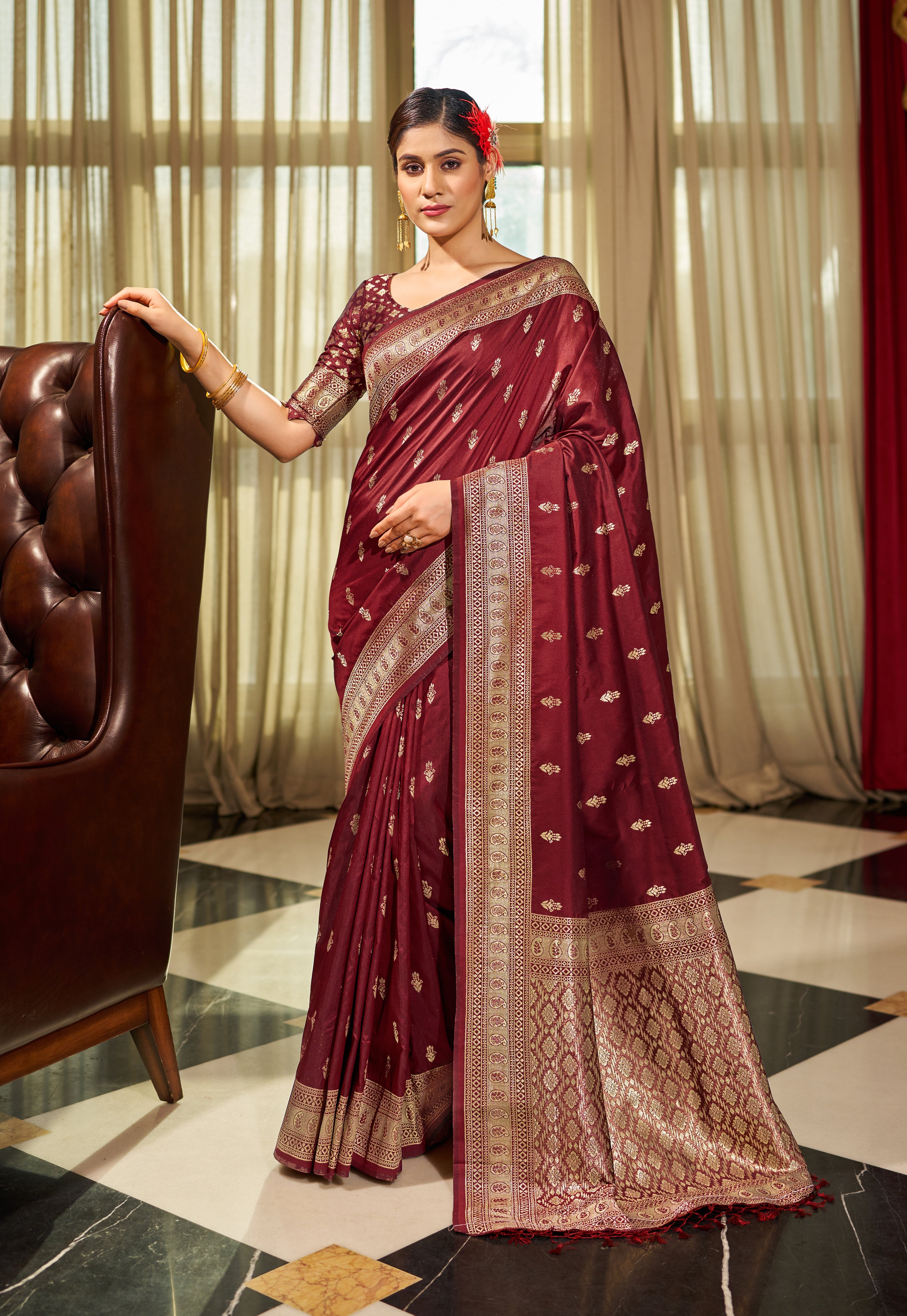 Classic Maroon Silk Saree
