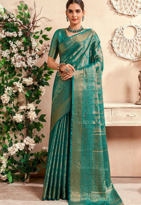 Ocean Seagreen Pure Dharmavaram Saree