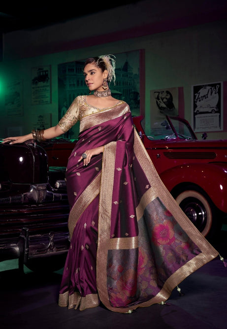 Rich Wine Pure Silk Saree