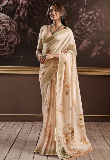 Almond light brown Pure Handloom Silk Saree