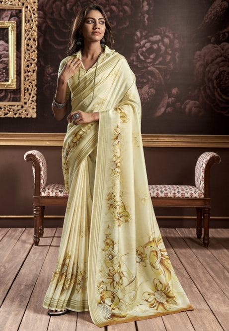 Sunflower Yellow Pure Handloom Silk Saree