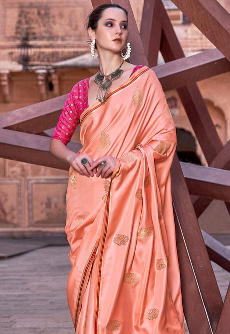 Copper Orange Pure Sattin Saree