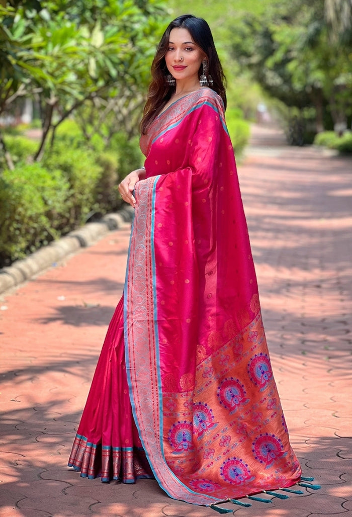Soft Pink Paithani Silk Saree