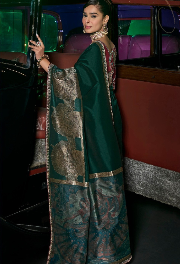 Elegant Green Pure Silk Saree