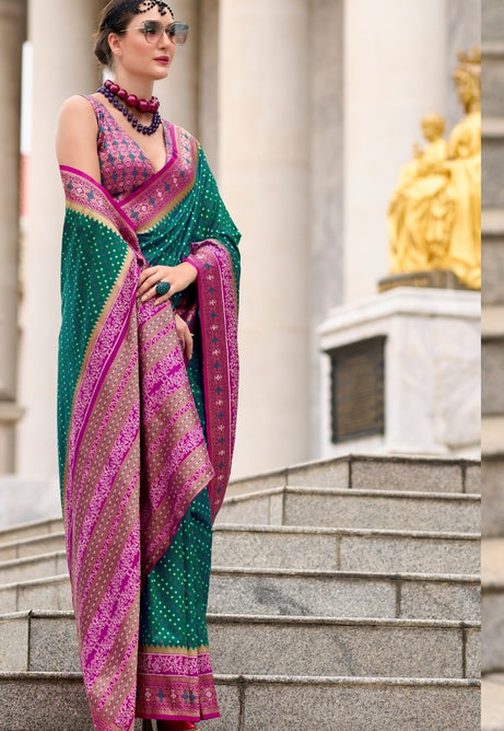 Pine Green Pure Soft Banarasi Silk