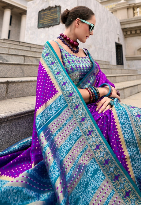 Sapphire Plum Pure Soft Banarasi Silk