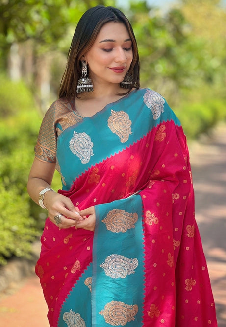 Crimson Red Paithani Silk Saree