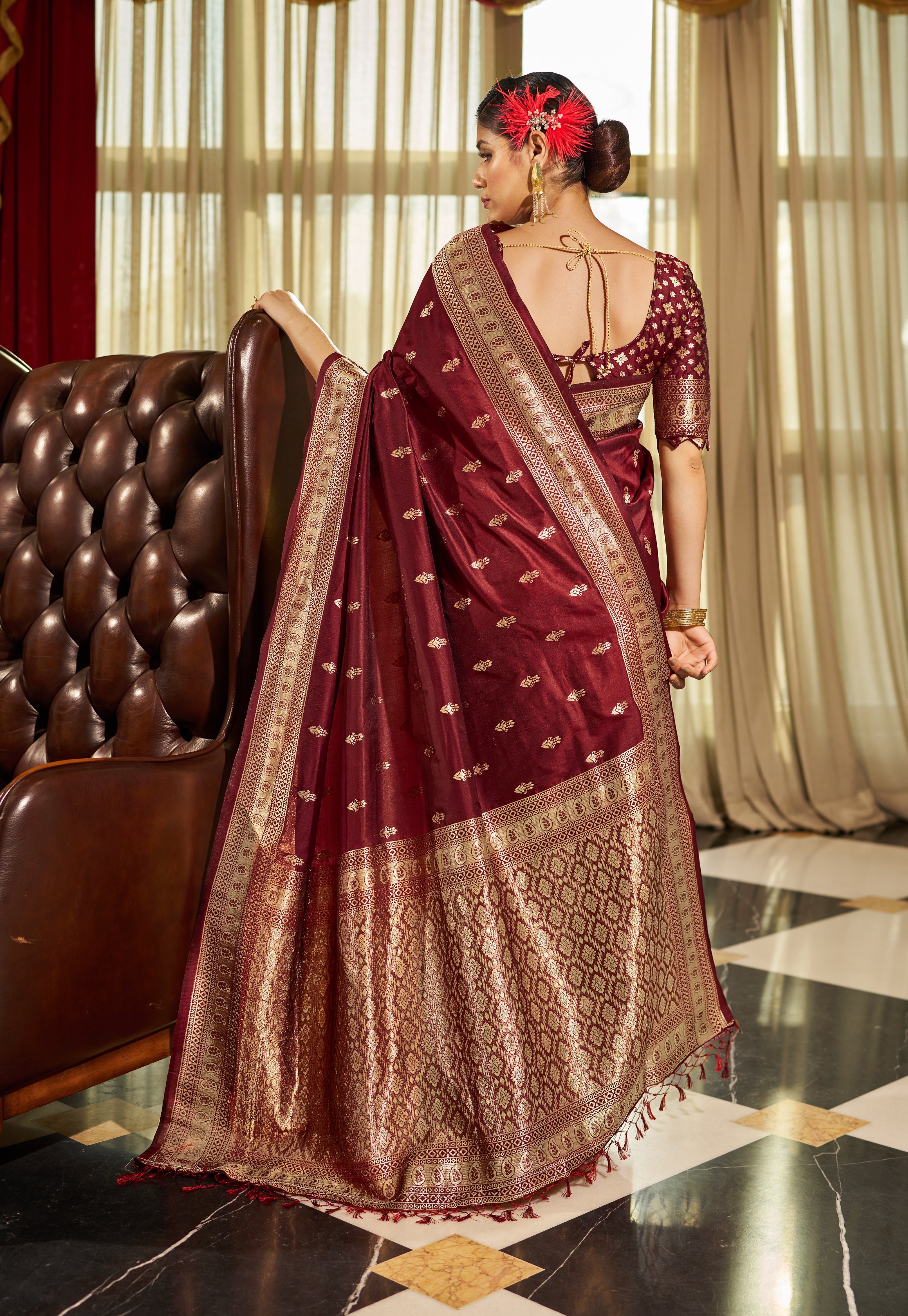 Classic Maroon Silk Saree