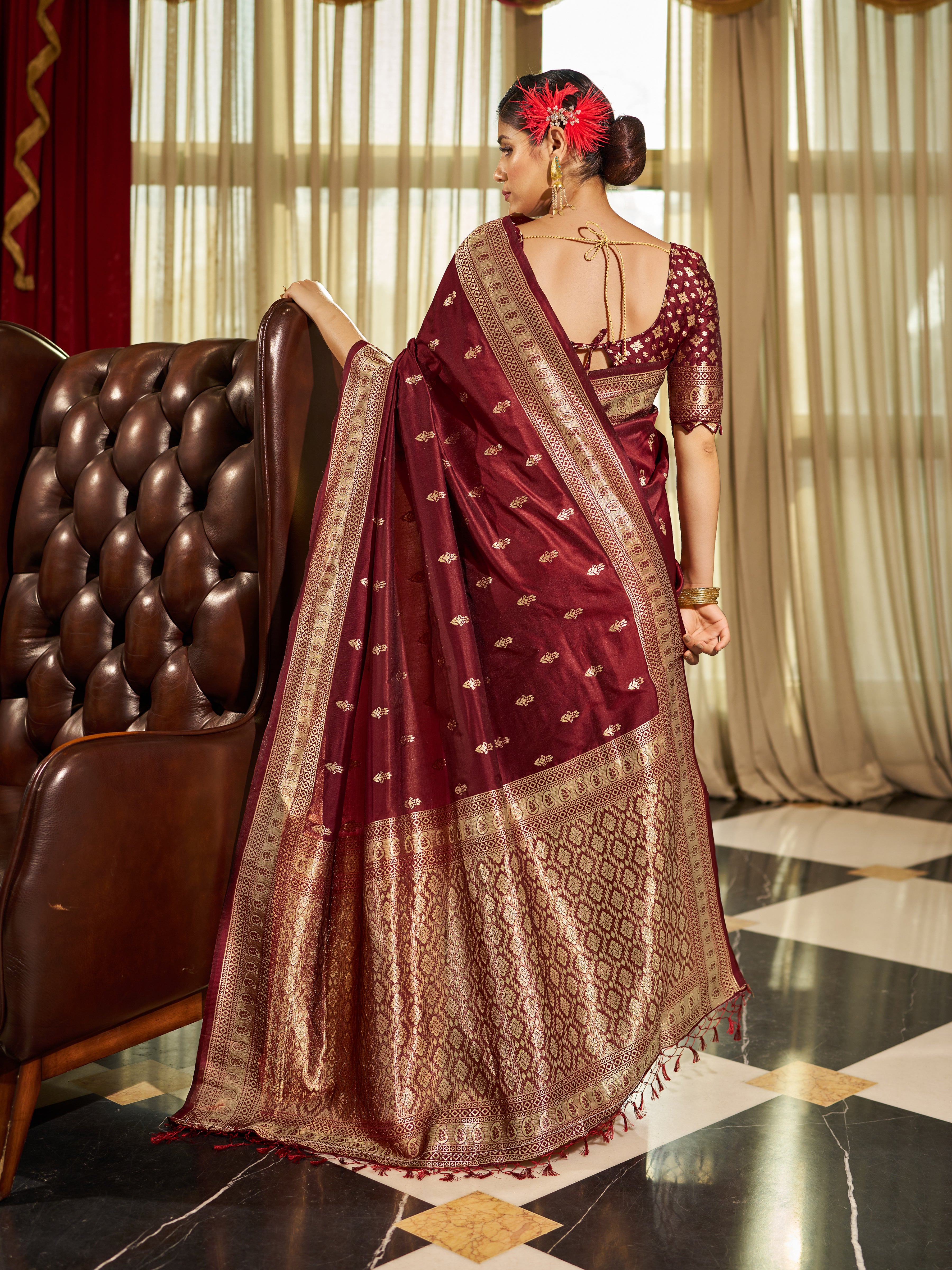 Classic Maroon Silk Saree
