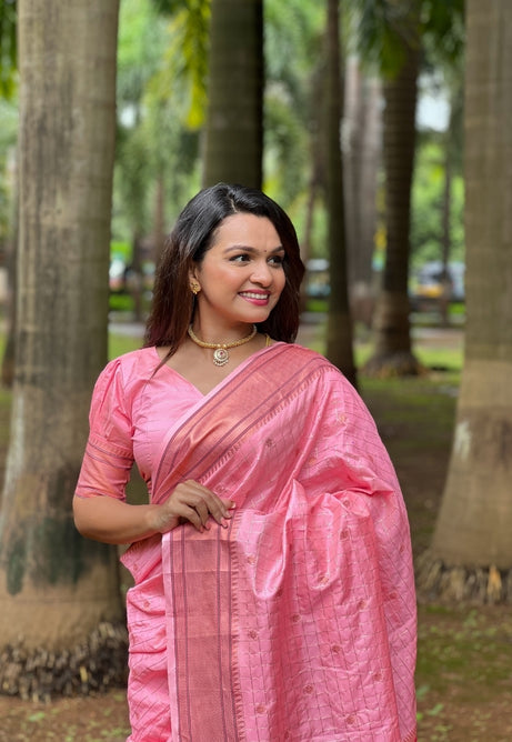 Blush Pink Paithani Silk Saree