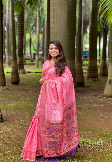 Blush Pink Paithani Silk Saree