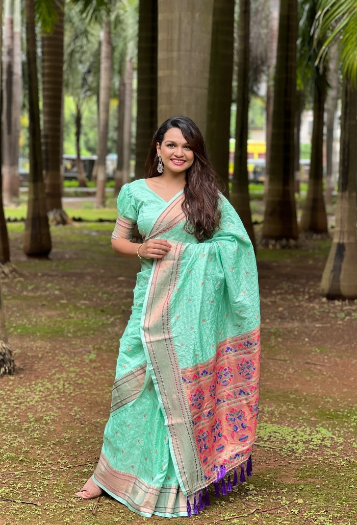 Serene Seagreen Paithani Silk Saree