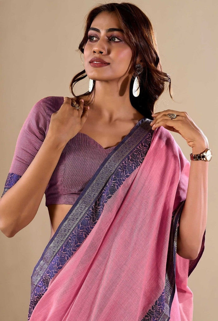 Delicate Pink Cotton Saree