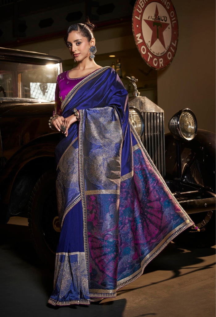 Sophisticated Blue Pure Silk Saree