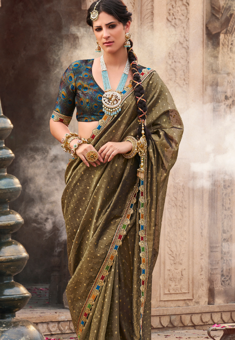 Olive Grove Pure Tissue saree
