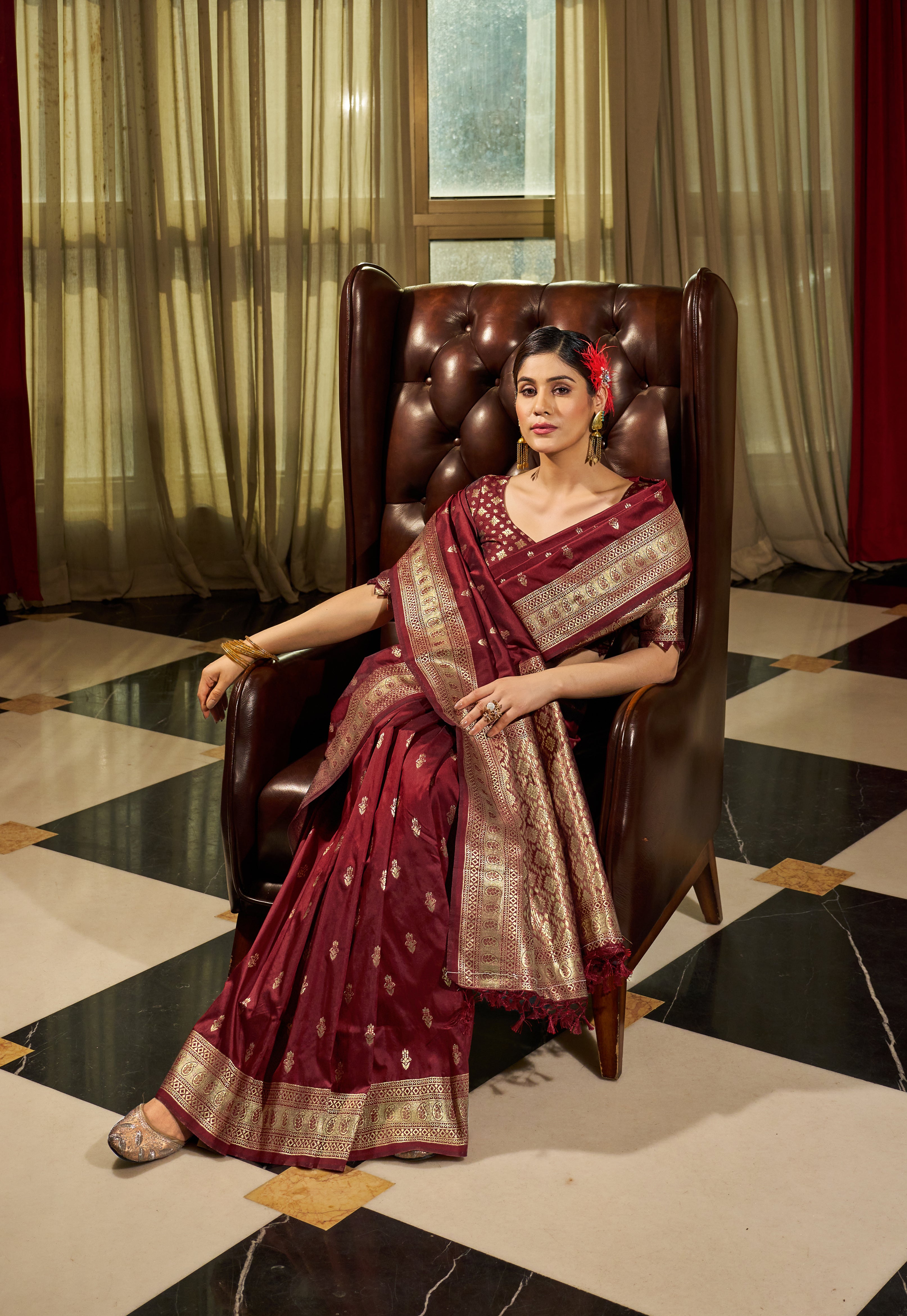 Classic Maroon Silk Saree