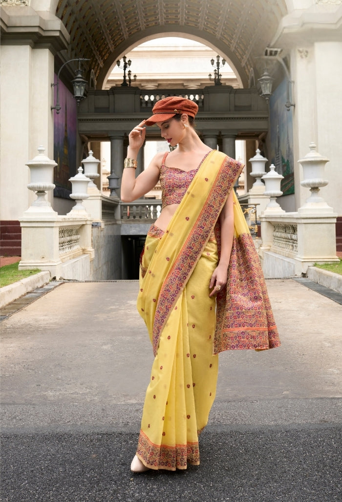 Marigold Luxe Linen Saree