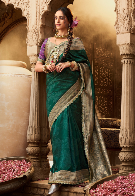Emerald Dream Pure Banarasi Silk Saree