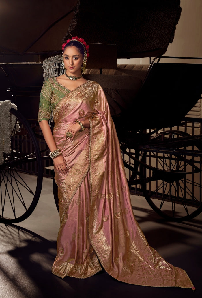 Delicate Soft Pink Pure Viscose Tissue Saree