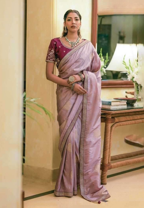 Orchid Glow Pure Dola Silk Saree