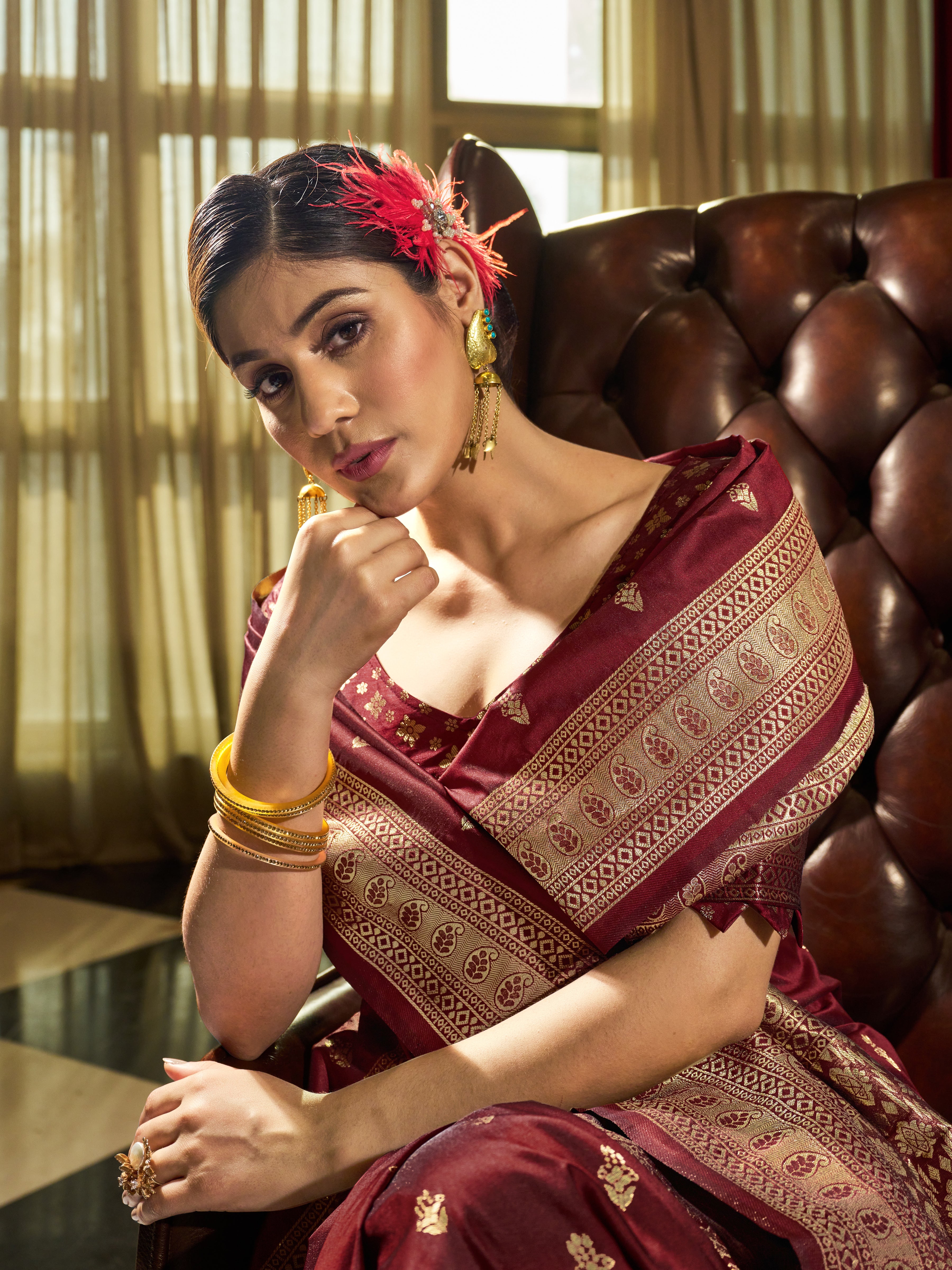 Classic Maroon Silk Saree
