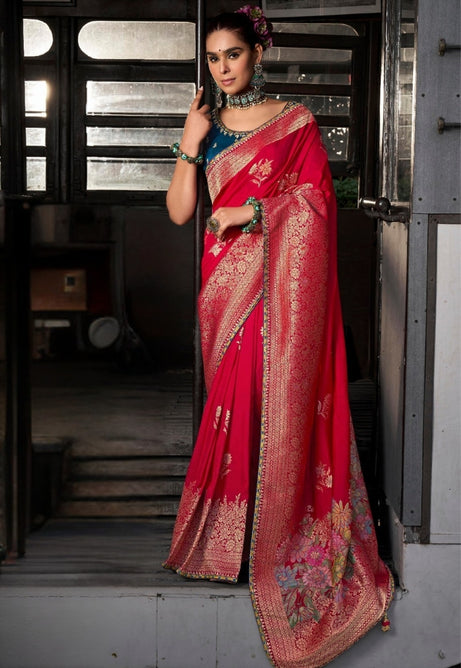Vibrant Red Soft Dola Viscous Silk Saree
