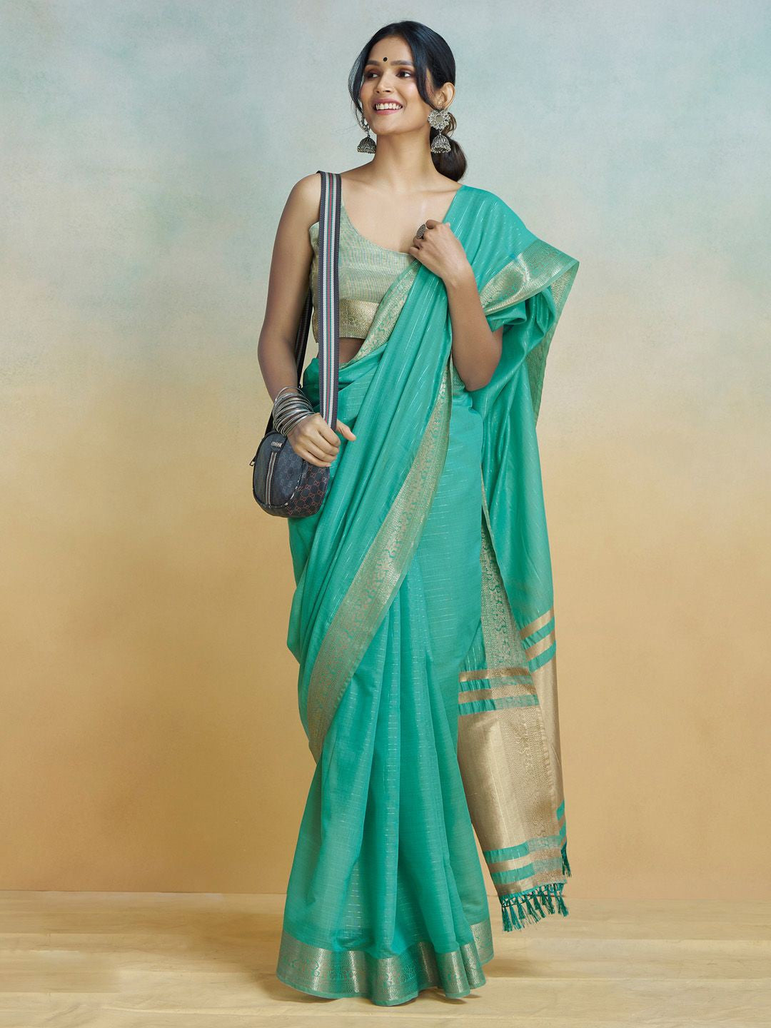 Exquisite Firozy Silk Saree