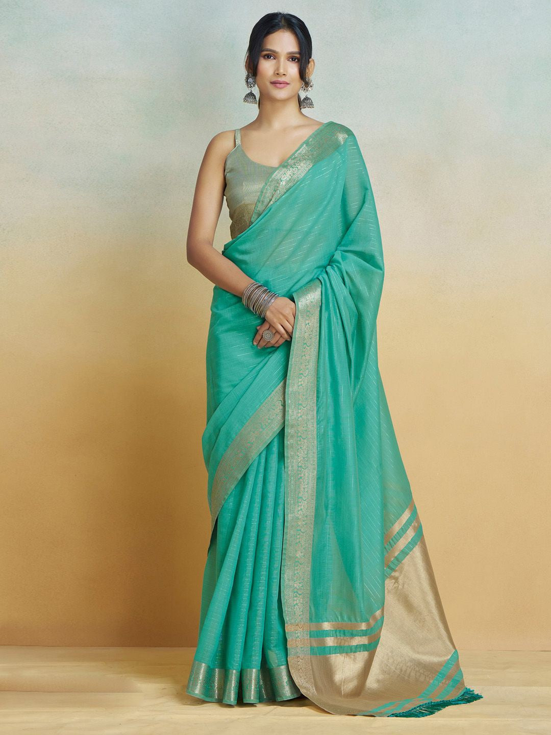 Exquisite Firozy Silk Saree